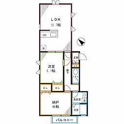 JR中央本線 荻窪駅 徒歩13分の賃貸アパート 1階2LDKの間取り
