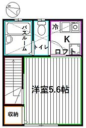 JR中央本線 阿佐ケ谷駅 徒歩9分の賃貸アパート 2階1Kの間取り