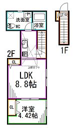 西武新宿線 井荻駅 徒歩6分の賃貸アパート 2階1LDKの間取り