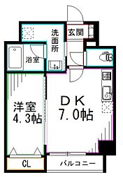 京王井の頭線 高井戸駅 徒歩11分の賃貸マンション 5階1DKの間取り