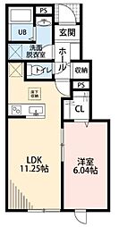 西武新宿線 下井草駅 徒歩14分の賃貸アパート 1階1LDKの間取り