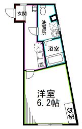 JR中央本線 荻窪駅 徒歩12分の賃貸マンション 1階1Kの間取り