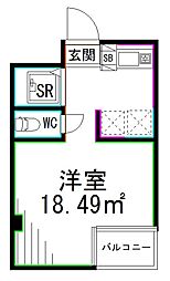 JR総武線 荻窪駅 徒歩5分の賃貸マンション 3階ワンルームの間取り