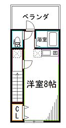 JR中央本線 荻窪駅 徒歩13分の賃貸アパート 2階ワンルームの間取り