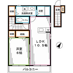 JR総武線 荻窪駅 徒歩13分の賃貸アパート 2階1LDKの間取り
