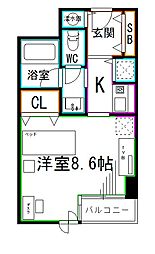 JR総武線 荻窪駅 徒歩8分の賃貸マンション 2階1Kの間取り