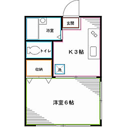 JR総武線 荻窪駅 徒歩12分の賃貸アパート 2階1Kの間取り