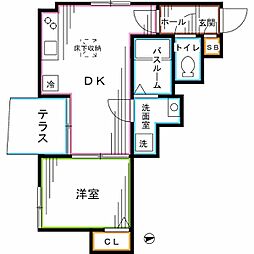 西武新宿線 新井薬師前駅 徒歩5分の賃貸アパート 1階1DKの間取り