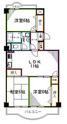 西武新宿線 井荻駅 徒歩4分の賃貸マンション 2階3LDKの間取り