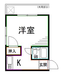 ファミールおぎくぼ ワンルームの間取図画像