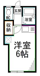 サニーヴィラ ワンルームの間取図画像