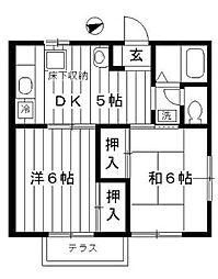 ガーデンコート 2DKの間取図画像