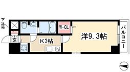 アビタシオンサクラ 4階1Kの間取り