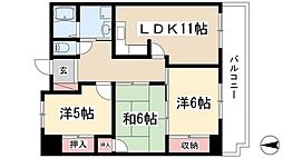 ロイヤル杁中 8階3LDKの間取り