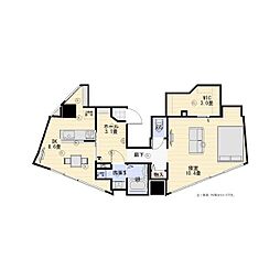 パックス荒畑II 10階1LDKの間取り