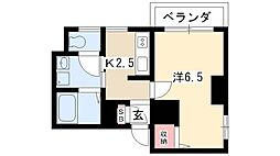 サンパティーク 4階1Kの間取り