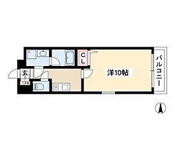 カーサ千種A 10階1Kの間取り