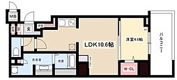 Bel　Spazio　ISSHA 10階1LDKの間取り