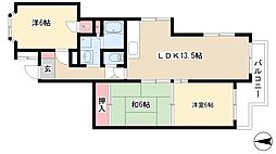 スカイラーク丘上 2階3LDKの間取り