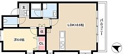 サンパークタウン猪子石 2階1LDKの間取り