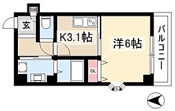 サンパティーク 5階1Kの間取り
