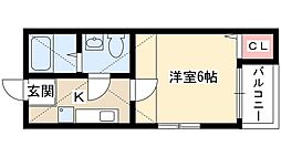 ヒロアーカ新守山 2階1Kの間取り