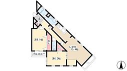 オルデン穂波 2階2LDKの間取り