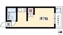 サンモアやごと 2階ワンルームの間取り