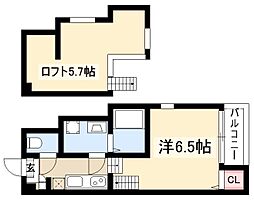 グランハイム車道 1階1Kの間取り
