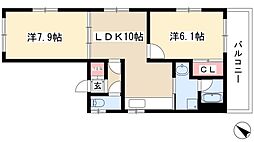メゾンラフィーネ千種 2LDKの間取図画像