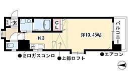 グリム覚王山 3階ワンルームの間取り