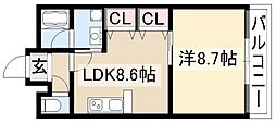 プログレス・K 6階1LDKの間取り