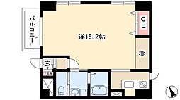 デリカ末盛 3階1Kの間取り