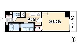 カスタリア新栄II 10階1Kの間取り