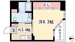 GRANDUKE代官町 14階1Kの間取り