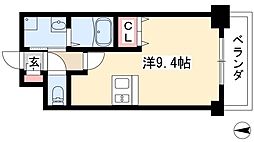 プレサンス桜通り葵 7階ワンルームの間取り