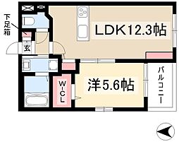 アドセレブ覚王山 1階1LDKの間取り