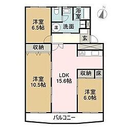 池下住宅 3階3LDKの間取り