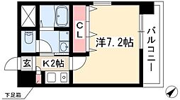 アスティ千種 3階1Kの間取り