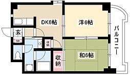 エレガントパレス守山 7階2DKの間取り