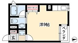 ベレーサ新瑞橋 4階ワンルームの間取り