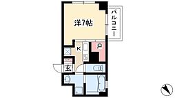 プロシード吹上 1階1Kの間取り
