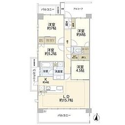 プラウド川名山ガーデン 2階4LDKの間取り