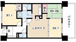 徳川園サンハイツ 2階3LDKの間取り