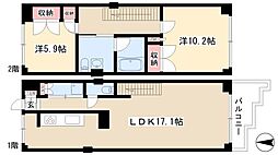 トランセット覚王山 1階2LDKの間取り