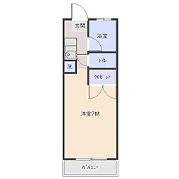 ケントハウス 2階ワンルームの間取り