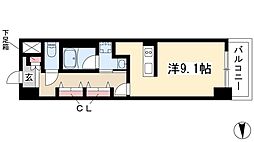 ディアレイシャス鶴舞公園 10階ワンルームの間取り