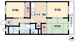 エスポワールHARA 1階3LDKの間取り