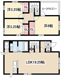 ベルリード川上町A棟 1階3LDKの間取り