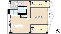 シティアーク徳川 6階2LDKの間取り